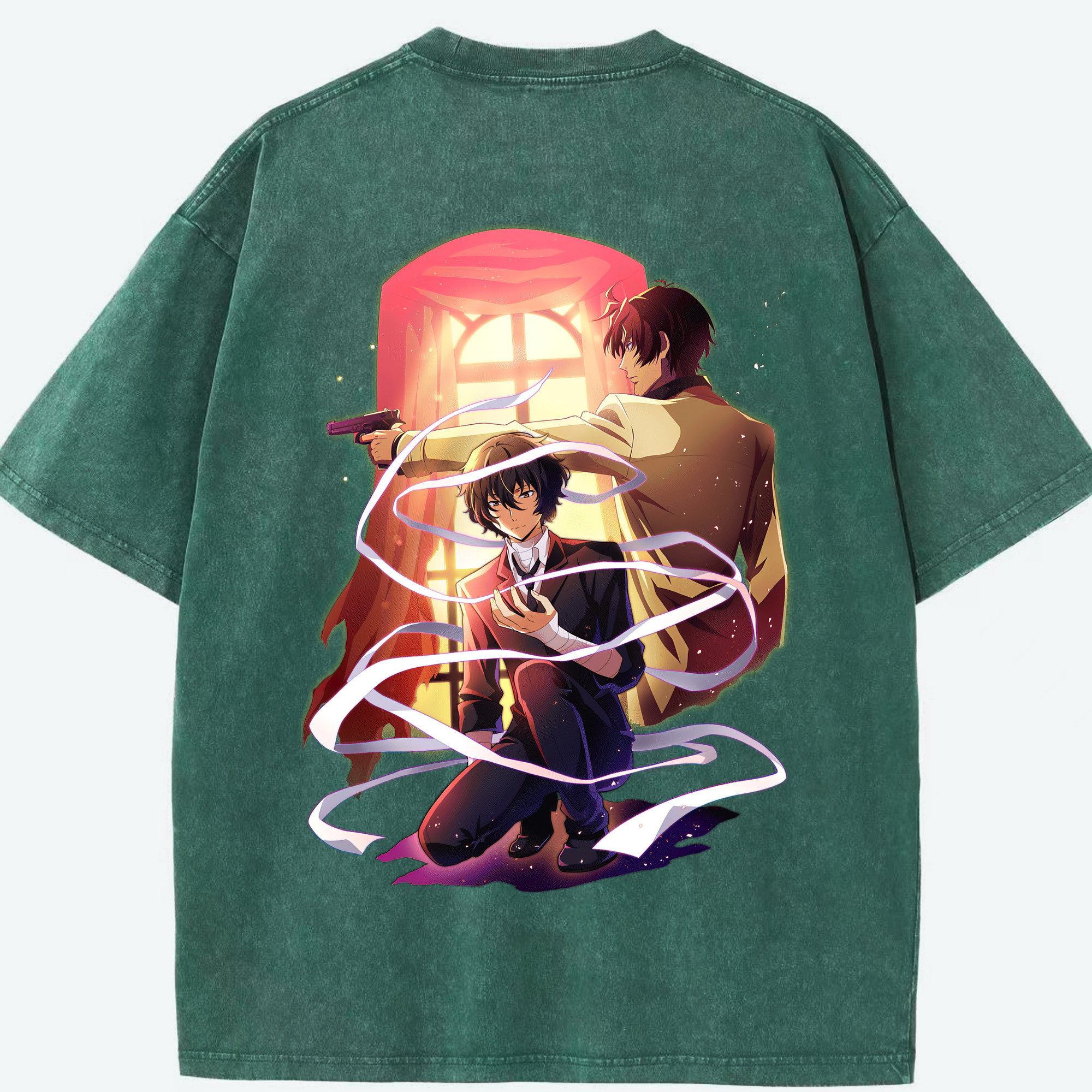 （画像用） 文豪ストレイドッグス Bungo Stray Dogs 綿100% ヴィンテージ風 半袖Tシャツ（背面プリント）